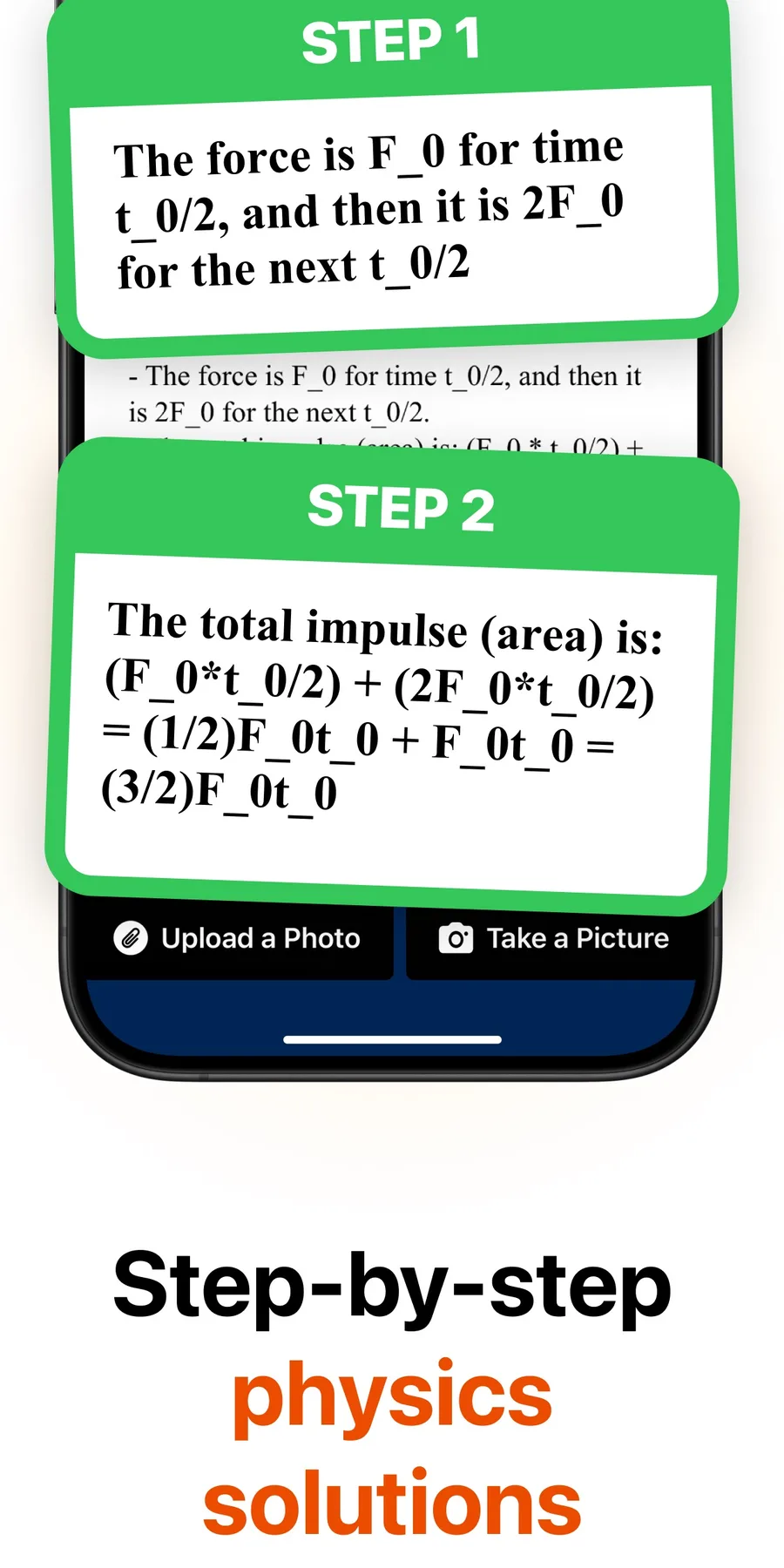 Step-by-step physics solution in Physics AI